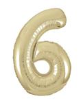 6 Jaar Cijfer Ballon Goud Glans Leeg 86cm