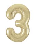 3 Jaar Cijfer Ballon Goud Glans Leeg 86cm