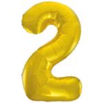 2 Jaar Cijfer Ballon Goud Leeg 86cm