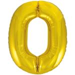 0 Jaar Cijfer Ballon Goud Leeg 86cm
