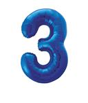 3 Jaar Cijfer Ballon Blauw Leeg 86cm
