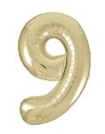 9 Jaar Cijfer Ballon Goud Glans Leeg 86cm