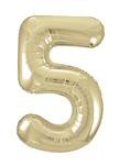 5 Jaar Cijfer Ballon Goud Glans Leeg 86cm