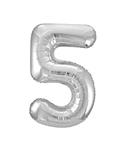5 Jaar Cijfer Ballon Zilver Leeg 86cm