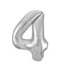 4 Jaar Cijfer Ballon Zilver Leeg 86cm