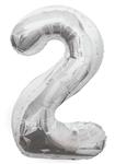 2 Jaar Cijfer Ballon Zilver Leeg 86cm