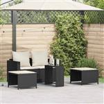 vidaXL 5-delige Tuinbankstel met kussens stapelbaar poly rattan zwart