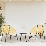 vidaXL Set tuinstoelen 3-delig poly rattan zwart en geel