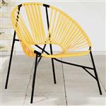 vidaXL Tuinstoel Egg poly rattan zwart en geel