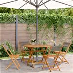 vidaXL 5-delige Tuinset polypropeen en massief hout grijs
