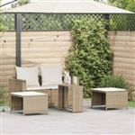 vidaXL 5-delige Tuinbankstel met kussens stapelbaar beige poly rattan