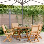vidaXL 5-delige Tuinset massief hout en stof beige