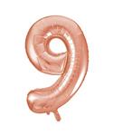 9 Jaar Cijfer Ballon Rose Goud Leeg 86cm