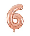 6 Jaar Cijfer Ballon Rose Goud Leeg 86cm