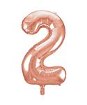 2 Jaar Cijfer Ballon Rose Goud Leeg 86cm