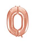 0 Jaar Cijfer Ballon Rose Goud Leeg 86cm