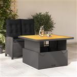 vidaXL 2-delige Tuinset met kussens poly rattan zwart