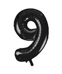 9 Jaar Cijfer Ballon Zwart Leeg 86cm