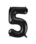 5 Jaar Cijfer Ballon Zwart Leeg 86cm