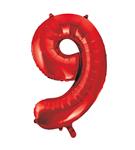 9 Jaar Cijfer Ballon Rood Leeg 86cm