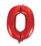 0 Jaar Cijfer Ballon Rood Leeg 86cm