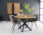 Eettafel Accent Rond 130 cm | Teakhout | Visgraat Motief