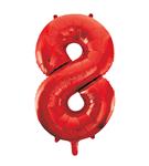 8 Jaar Cijfer Ballon Rood Leeg 86cm