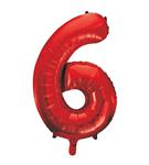 6 Jaar Cijfer Ballon Rood Leeg 86cm