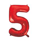 5 Jaar Cijfer Ballon Rood Leeg 86cm