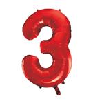 3 Jaar Cijfer Ballon Rood Leeg 86cm