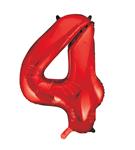 4 Jaar Cijfer Ballon Rood Leeg 86cm
