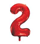 2 Jaar Cijfer Ballon Rood Leeg 86cm