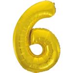 6 Jaar Cijfer Ballon Goud Leeg 86cm