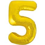 5 Jaar Cijfer Ballon Goud Leeg 86cm