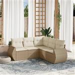 vidaXL 5-delige Loungeset met kussens poly rattan beige