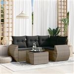vidaXL 5-delige Loungeset met kussens poly rattan grijs