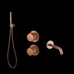 Badset Inbouw Sanilux Hops Met Box Thermostaat Muurbevestiging Met Geribbeld Knop Brons