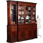 Grote breakfront boekenkast of bibliotheekkast ca 1910 met 8 deuren en bureau (No.280325)
