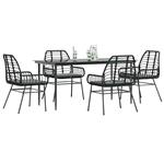 vidaXL 5-delige Tuinset met kussens poly rattan glas zwart