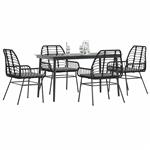 vidaXL 5-delige Tuinset met kussens poly rattan glas zwart