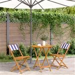 vidaXL 3-delige Bistroset stof en massief hout blauw en wit