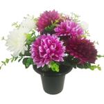 Grafstuk Zijdebloemen Chrysant en Eucalyptus / st – Rouwboeket Bloemstuk Geschikt voor Grafvaas Rouw
