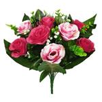 Zijdeboeket 35 cm Rose Bush with Berries Pink Wine / st Boeket