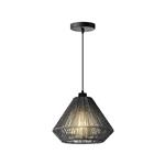 Hanglamp Ibiza Diamond 1-Lichts 25x25x150 cm Zwart Jute | Zwart Metaal