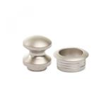 Mini Knop+Ring Pushlock Zilver Mat 2st.
