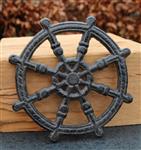 Onderzetter,treefje maritiem,stuurwiel, 18,8 cm, gietijzer OG403