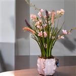 Zijden kunstbloemen- Zacht Roze Keramiek PTMD Pot met Kunstbloemen Grasboeket – 50 cm Hoog