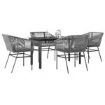 vidaXL 5-delige Tuinset met kussens poly rattan glas grijs