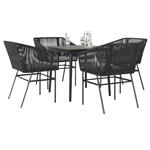 vidaXL 5-delige Tuinset met kussens poly rattan glas zwart