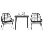 vidaXL 3-delige Tuinset poly rattan glas zwart